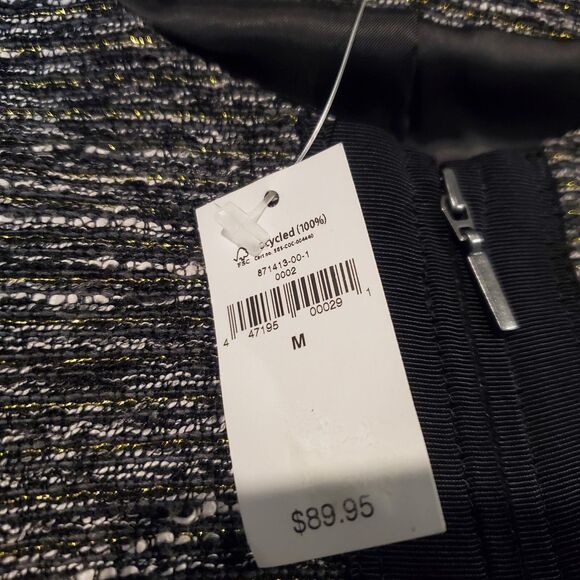 NWT $90 Gap Women's Medium Gray Black Metallic Full Zip Blazer Jacket Pockets - Picture 4 of 10